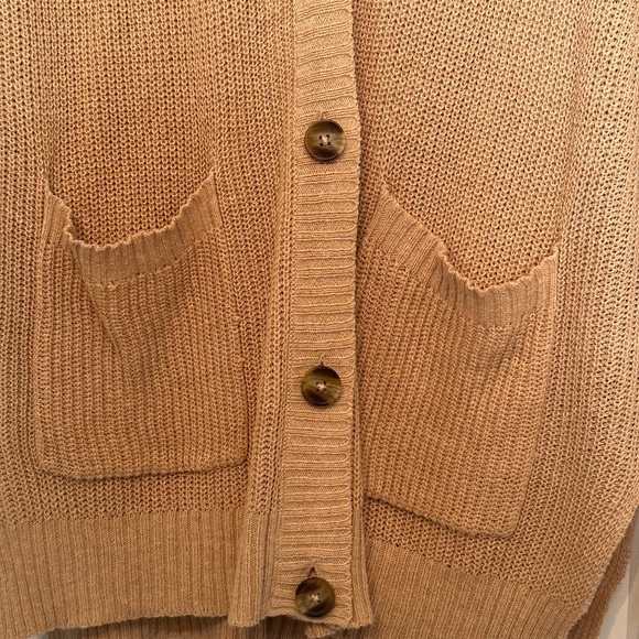 American Eagle Oversized Side Slit Button Up Cardigan - Tan - Picture 6 of 9